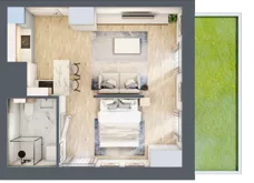 1 pokój, apartament 34,36 m², parter, oferta nr D/1, Apartamenty Park Matecznego, Kraków, Podgórze, Mateczny, ul. Rydlówka 5