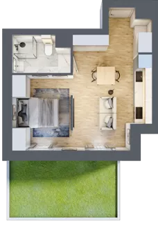1 pokój, apartament 31,92 m², parter, oferta nr E/23, Apartamenty Park Matecznego, Kraków, Podgórze, Mateczny, ul. Rydlówka 5