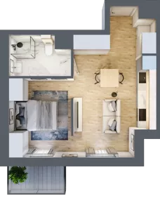 1 pokój, apartament 33,17 m², piętro 1, oferta nr E/28, Apartamenty Park Matecznego, Kraków, Podgórze, Mateczny, ul. Rydlówka 5