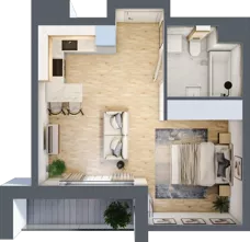 1 pokój, apartament 32,40 m², piętro 3, oferta nr E/37, Apartamenty Park Matecznego, Kraków, Podgórze, Mateczny, ul. Rydlówka 5