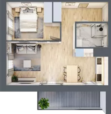2 pokoje, mieszkanie 43,27 m², piętro 1, oferta nr B/7, Osiedle przy Malborskiej budynek B, Kraków, Podgórze Duchackie, Wola Duchacka, ul. Białoruska