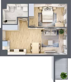 2 pokoje, mieszkanie 44,65 m², piętro 1, oferta nr B/11, Osiedle przy Malborskiej budynek B, Kraków, Podgórze Duchackie, Wola Duchacka, ul. Białoruska