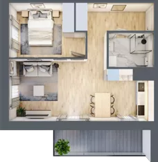 2 pokoje, mieszkanie 43,27 m², piętro 2, oferta nr B/14, Osiedle przy Malborskiej budynek B, Kraków, Podgórze Duchackie, Wola Duchacka, ul. Białoruska