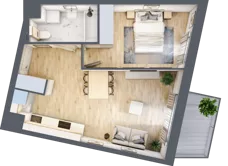 2 pokoje, mieszkanie 41,63 m², piętro 5, oferta nr A/64, Osiedle Górka Narodowa etap 5, Kraków, Prądnik Biały, Górka Narodowa, ul. Papierni Prądnickich