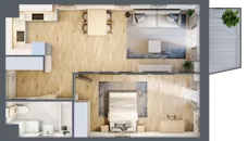 2 pokoje, mieszkanie 51,21 m², piętro 1, oferta nr B/4, Osiedle Górka Narodowa etap 5, Kraków, Prądnik Biały, Górka Narodowa, ul. Papierni Prądnickich