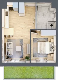 2 pokoje, mieszkanie 38,71 m², parter, oferta nr F/2, Osiedle Górka Narodowa etap 5, Kraków, Prądnik Biały, Górka Narodowa, ul. Papierni Prądnickich