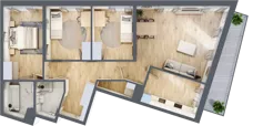4 pokoje, mieszkanie 92,20 m², piętro 3, oferta nr A/16, Apartamenty Beethovena, Warszawa, Mokotów, Sielce, ul. Dziekońskiego 4