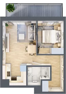2 pokoje, mieszkanie 36,62 m², parter, oferta nr A/28, Apartamenty Beethovena, Warszawa, Mokotów, Sielce, ul. Dziekońskiego 4