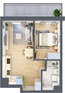 2 pokoje, mieszkanie 35,40 m², parter, oferta nr A/77, Apartamenty Beethovena, Warszawa, Mokotów, Sielce, ul. Dziekońskiego 4