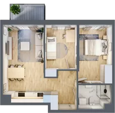 3 pokoje, mieszkanie 55,01 m², piętro 1, oferta nr A/31, Apartamenty Beethovena, Warszawa, Mokotów, Sielce, ul. Dziekońskiego 4
