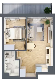 2 pokoje, mieszkanie 35,40 m², parter, oferta nr A/2, Apartamenty Beethovena, Warszawa, Mokotów, Sielce, ul. Dziekońskiego 4