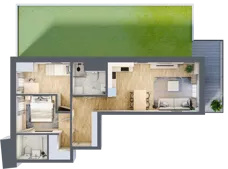 3 pokoje, mieszkanie 57,41 m², parter, oferta nr B/1, Apartamenty Beethovena, Warszawa, Mokotów, Sielce, ul. Dziekońskiego 4