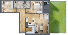3 pokoje, mieszkanie 73,67 m², parter, oferta nr B/52, Apartamenty Beethovena, Warszawa, Mokotów, Sielce, ul. Dziekońskiego 4