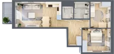 3 pokoje, mieszkanie 57,52 m², piętro 1, oferta nr B/35, Apartamenty Beethovena, Warszawa, Mokotów, Sielce, ul. Dziekońskiego 4