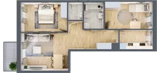 3 pokoje, mieszkanie 64,63 m², piętro 3, oferta nr B/61, Apartamenty Beethovena, Warszawa, Mokotów, Sielce, ul. Dziekońskiego 4