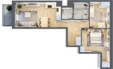 3 pokoje, mieszkanie 59,25 m², piętro 2, oferta nr B/78, Apartamenty Beethovena, Warszawa, Mokotów, Sielce, ul. Dziekońskiego 4