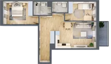 3 pokoje, mieszkanie 65,39 m², piętro 1, oferta nr B/53, Apartamenty Beethovena, Warszawa, Mokotów, Sielce, ul. Dziekońskiego 4