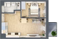 2 pokoje, mieszkanie 36,66 m², piętro 1, oferta nr C/10, Apartamenty Beethovena, Warszawa, Mokotów, Sielce, ul. Dziekońskiego 4