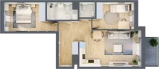 3 pokoje, mieszkanie 61,39 m², piętro 2, oferta nr D/8, Apartamenty Beethovena, Warszawa, Mokotów, Sielce, ul. Dziekońskiego 4
