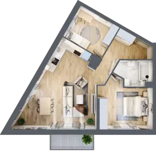 3 pokoje, mieszkanie 64,59 m², piętro 3, oferta nr B/145, Apartamenty nad Oławką 2, Wrocław, Przedmieście Oławskie, Krzyki, ul. Krakowska 98a