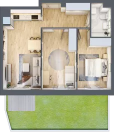 2 pokoje, mieszkanie 59,02 m², parter, oferta nr B/3, Apartamenty nad Oławką 2, Wrocław, Przedmieście Oławskie, Krzyki, ul. Krakowska 98a