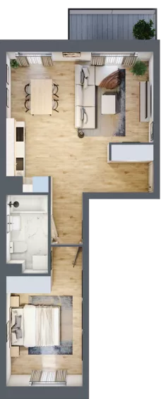2 pokoje, mieszkanie 49,31 m², piętro 6, oferta nr B/27, Apartamenty nad Oławką 2, Wrocław, Przedmieście Oławskie, Krzyki, ul. Krakowska 98a