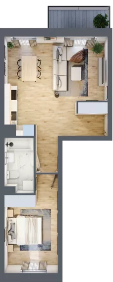 2 pokoje, mieszkanie 49,31 m², piętro 2, oferta nr B/11, Apartamenty nad Oławką 2, Wrocław, Przedmieście Oławskie, Krzyki, ul. Krakowska 98a