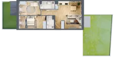 3 pokoje, mieszkanie 67,42 m², parter, oferta nr B/1, Apartamenty nad Oławką 2, Wrocław, Przedmieście Oławskie, Krzyki, ul. Krakowska 98a