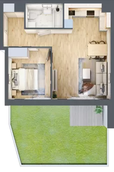 2 pokoje, mieszkanie 46,20 m², parter, oferta nr B/31, Apartamenty nad Oławką 2, Wrocław, Przedmieście Oławskie, Krzyki, ul. Krakowska 98a