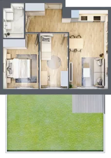 3 pokoje, mieszkanie 49,59 m², parter, oferta nr B/28, Apartamenty nad Oławką 2, Wrocław, Przedmieście Oławskie, Krzyki, ul. Krakowska 98a