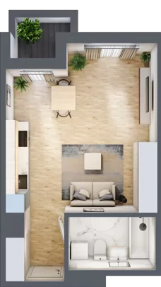 1 pokój, mieszkanie 34,23 m², piętro 5, oferta nr D/47, Osiedle Urbino 1.4, Warszawa, Włochy, Raków, ul. Równoległa
