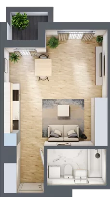 1 pokój, mieszkanie 34,23 m², piętro 2, oferta nr D/20, Osiedle Urbino 1.4, Warszawa, Włochy, Raków, ul. Równoległa