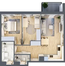 3 pokoje, mieszkanie 59,70 m², piętro 1, oferta nr A/5, Osiedle Urbino 5, Warszawa, Włochy, Raków, ul. Równoległa