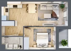 2 pokoje, mieszkanie 42,49 m², piętro 1, oferta nr A/15, Osiedle Międzyleska 3, Wrocław, Tarnogaj, Krzyki, ul. Międzyleska