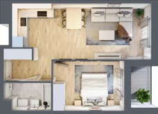2 pokoje, mieszkanie 42,60 m², piętro 1, oferta nr A/13, Osiedle Międzyleska 3, Wrocław, Tarnogaj, Krzyki, ul. Międzyleska