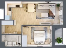 2 pokoje, mieszkanie 42,60 m², piętro 1, oferta nr A/14, Osiedle Międzyleska 3, Wrocław, Tarnogaj, Krzyki, ul. Międzyleska
