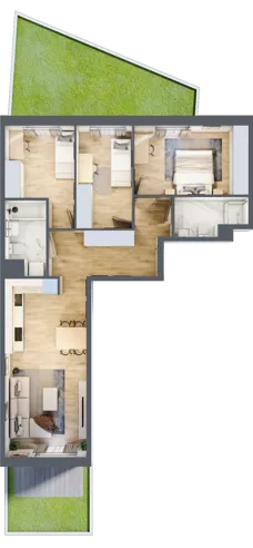 4 pokoje, mieszkanie 73,53 m², piętro 1, oferta nr A/73, Osiedle Międzyleska 3, Wrocław, Tarnogaj, Krzyki, ul. Międzyleska