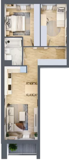 3 pokoje, mieszkanie 59,17 m², piętro 4, oferta nr A/114, Osiedle Międzyleska 3, Wrocław, Tarnogaj, Krzyki, ul. Międzyleska