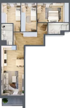 4 pokoje, mieszkanie 73,53 m², piętro 5, oferta nr A/96, Osiedle Międzyleska 3, Wrocław, Tarnogaj, Krzyki, ul. Międzyleska