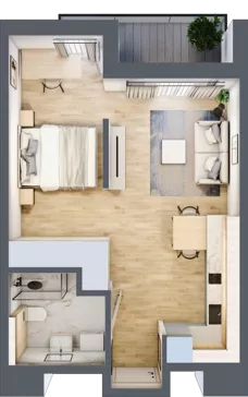 1 pokój, mieszkanie 37,28 m², piętro 1, oferta nr A/17, Apartamenty Grzybowska 11, Warszawa, Śródmieście, Śródmieście Północne, ul. Grzybowska 11