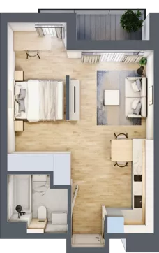 1 pokój, mieszkanie 36,86 m², piętro 1, oferta nr A/15, Apartamenty Grzybowska 11, Warszawa, Śródmieście, Śródmieście Północne, ul. Grzybowska 11