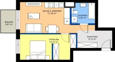 2 pokoje, mieszkanie 43,55 m², parter, oferta nr B/32, Bokserska 71 etap 2.2, Warszawa, Ursynów, Wyczółki, ul. Bokserska 71