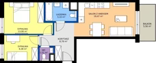 3 pokoje, mieszkanie 56,30 m², piętro 2, oferta nr B/72, Bokserska 71 etap 2.2, Warszawa, Ursynów, Wyczółki, ul. Bokserska 71