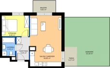 2 pokoje, mieszkanie 45,75 m², parter, oferta nr B/66, Bokserska 71 etap 2.2, Warszawa, Ursynów, Wyczółki, ul. Bokserska 71