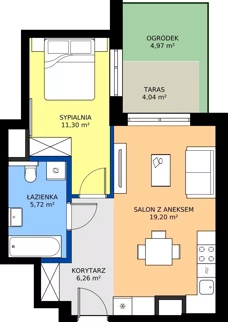 2 pokoje, mieszkanie 42,48 m², parter, oferta nr C/33, Bokserska 71 etap 2.2, Warszawa, Ursynów, Wyczółki, ul. Bokserska 71