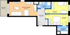 3 pokoje, mieszkanie 58,03 m², piętro 1, oferta nr C/5, Bokserska 71 etap 2.2, Warszawa, Ursynów, Wyczółki, ul. Bokserska 71