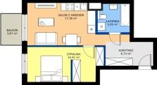 2 pokoje, mieszkanie 43,55 m², parter, oferta nr C/32, Bokserska 71 etap 2.2, Warszawa, Ursynów, Wyczółki, ul. Bokserska 71