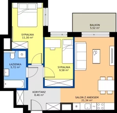 3 pokoje, mieszkanie 56,40 m², piętro 1, oferta nr C/38, Bokserska 71 etap 2.2, Warszawa, Ursynów, Wyczółki, ul. Bokserska 71