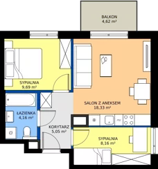3 pokoje, mieszkanie 45,39 m², piętro 3, oferta nr C/78, Bokserska 71 etap 2.2, Warszawa, Ursynów, Wyczółki, ul. Bokserska 71