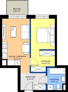 2 pokoje, mieszkanie 41,04 m², piętro 2, oferta nr C/41, Bokserska 71 etap 2.2, Warszawa, Ursynów, Wyczółki, ul. Bokserska 71